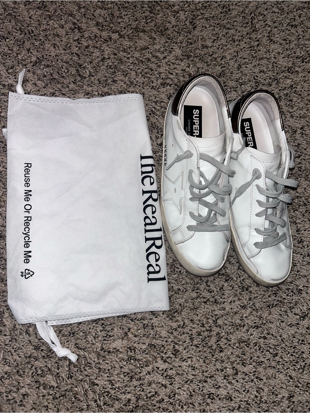 Golden Goose White Sneakers with Gray Accents